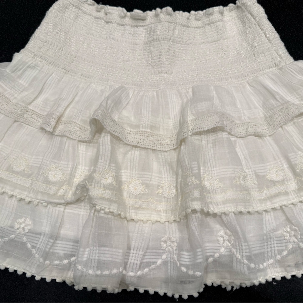 LoveShackFancy White Ruffled Mini Skirt